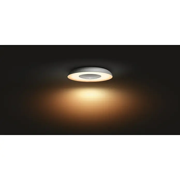 Philips Hue LED-Deckenleuchte rund - 27 W, Ø x H: 391 mm x 7,1 cm, Aluminium, Warmweiß - Stimmungsaufnahme