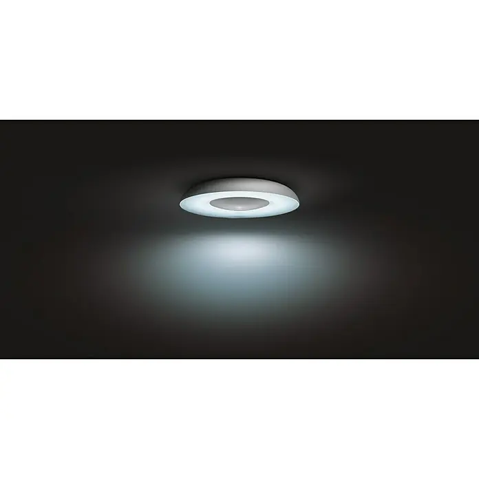 Philips Hue LED-Deckenleuchte rund - 27 W, Ø x H: 391 mm x 7,1 cm, Aluminium, Warmweiß - Stimmungsaufnahme