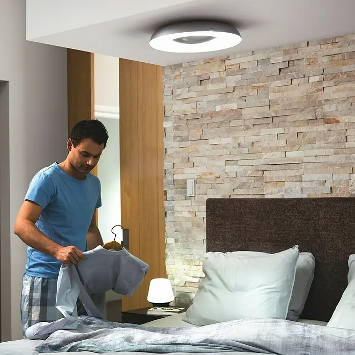 Philips Hue Led-plafondlamp, rond - 32 W, Ø x h: 391 mm x 7,1 cm, Wit, Warm wit - Sfeeropname