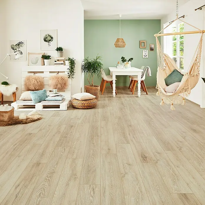 LOGOCLIC Vinto Laminat Eiche Piano - 1.285 x 192 x 8 mm, Landhausdiele - Stimmungsaufnahme