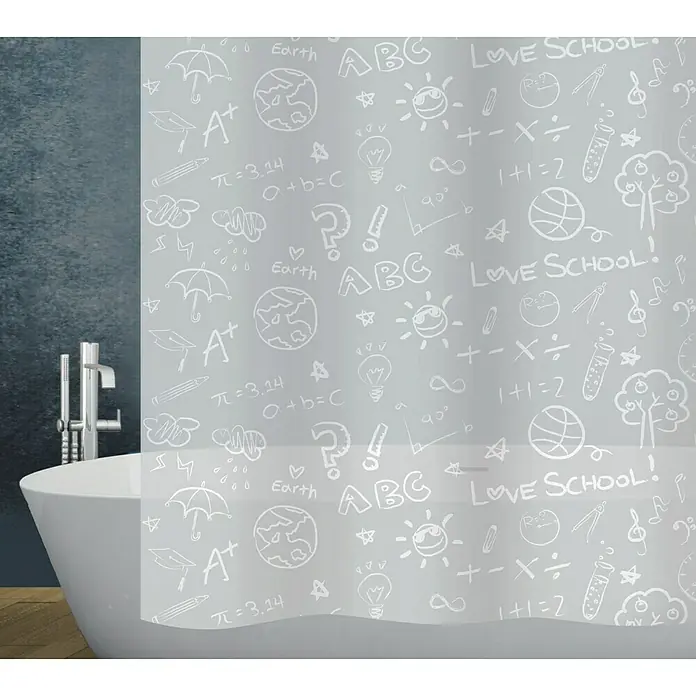 Diaqua Peva Duschvorhang School - 180 x 200 cm, Grau/Weiß - Vorderansicht