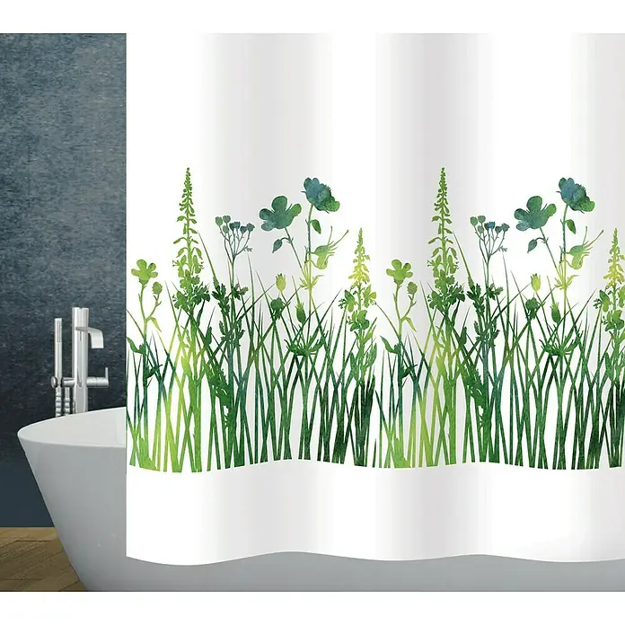 Diaqua Textil-Duschvorhang Joya - 240 x 180 cm, Weiß/Grün - Vorderansicht