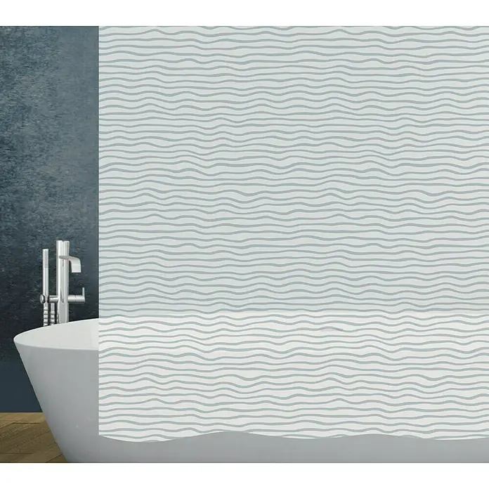 Diaqua Peva Duschvorhang Ribbon - 180 x 200 cm, Grau/Weiß - Vorderansicht