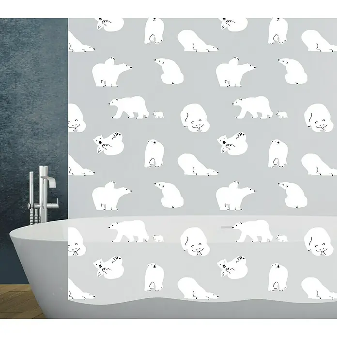 Diaqua Peva Duschvorhang Polar Bear - 180 x 200 cm, Grau/Weiß - Vorderansicht