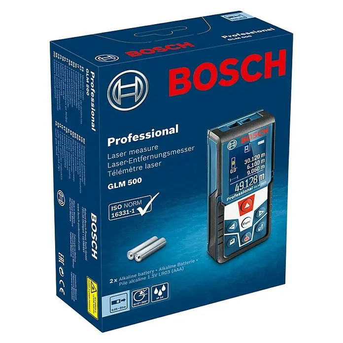 Bosch Professional Laserafstandsmeter GLM 500 - Meetbereik: 0,05 - 50 m - Zijaanzicht links