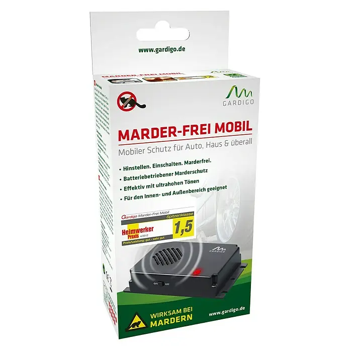 Gardigo Marderabwehrgerät Mobil - L x B x H: 135 x 75 x 30 mm, Funktionsweise: Ultraschall