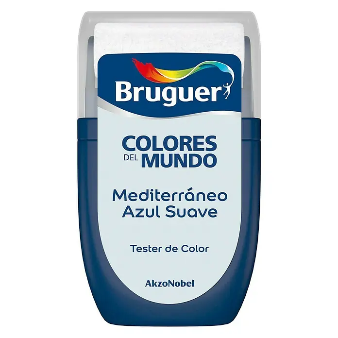 Bruguer Colores del Mundo Tester de pintura - Mediterráneo azul suave, 30 ml, Mate