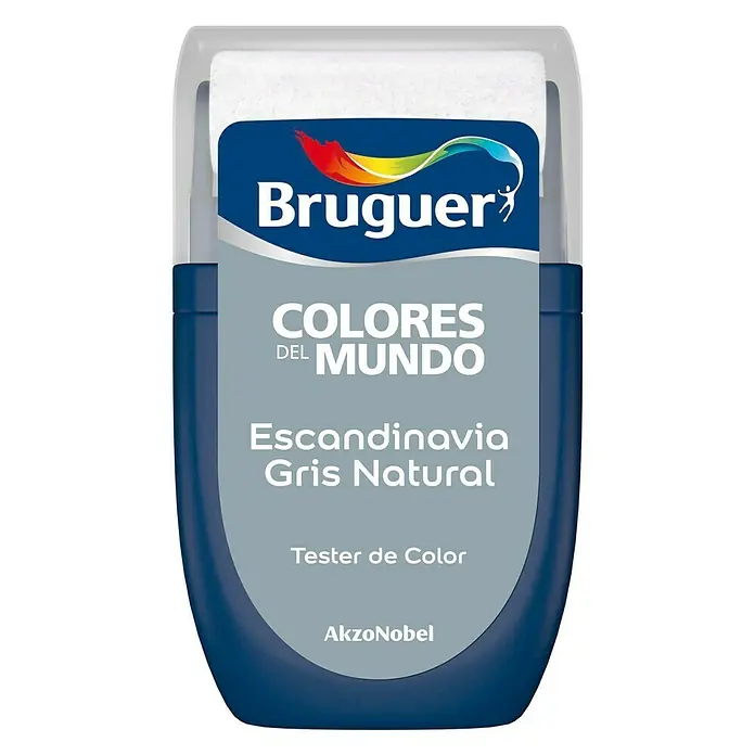 Bruguer Colores del Mundo Tester de pintura - Escandinavia gris natural, 30 ml, Mate