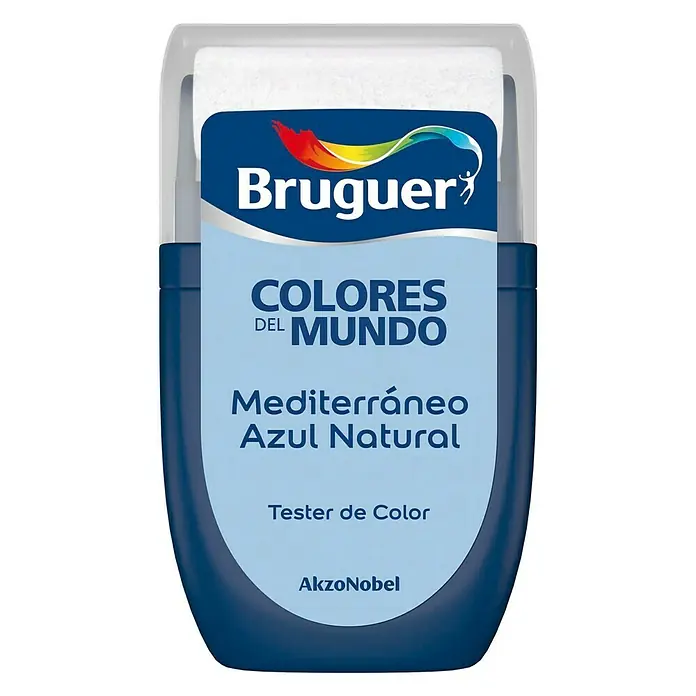 Bruguer Colores del Mundo Tester de pintura - Mediterráneo azul natural, 30 ml, Mate
