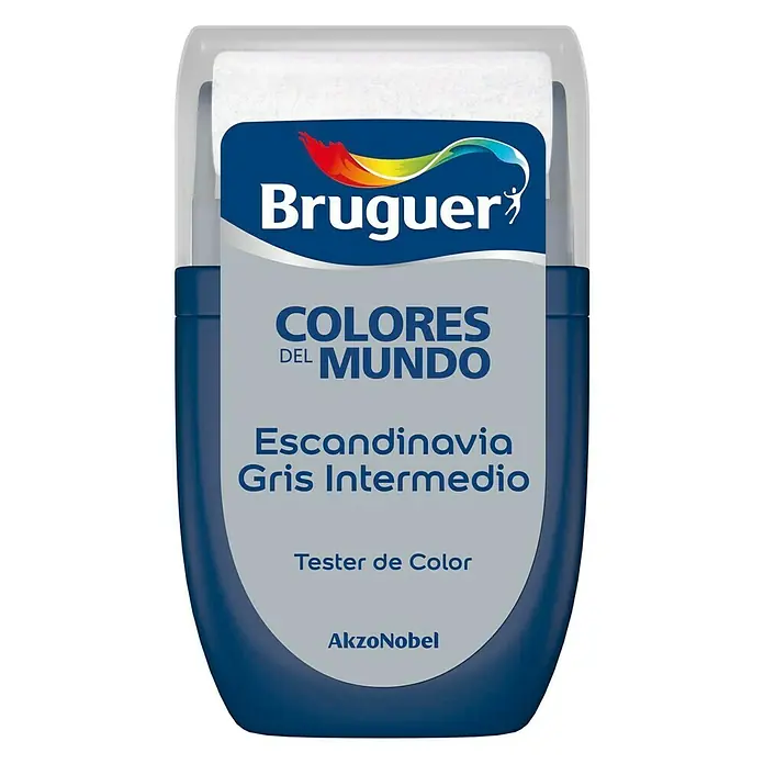Bruguer Colores del Mundo Tester de pintura - Escandinavia gris intermedio, 30 ml, Mate