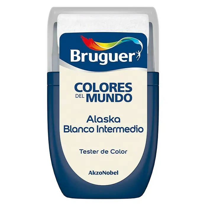 Bruguer Colores del Mundo Tester de pintura - Alaska blanco intermedio, 30 ml, Mate