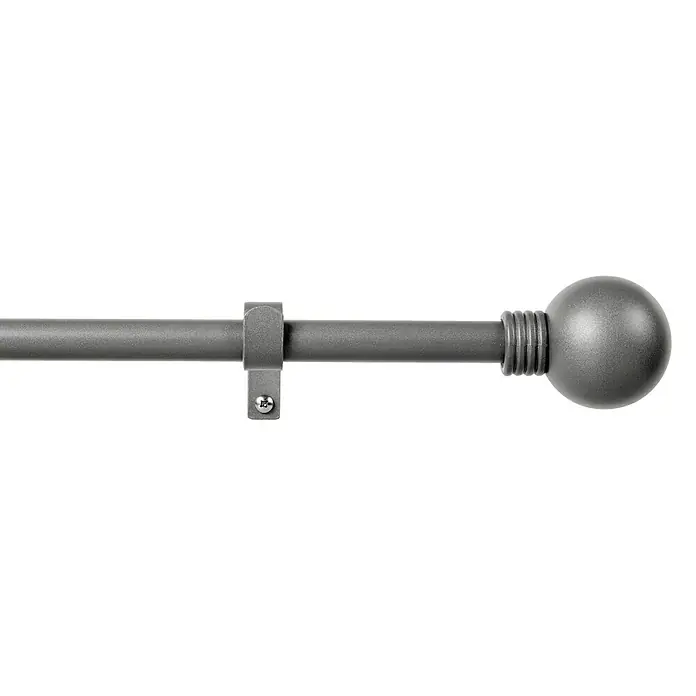 Barra para cortinas Esfera Anillo - Gris, Largo: 110 cm, Diámetro: 19 mm