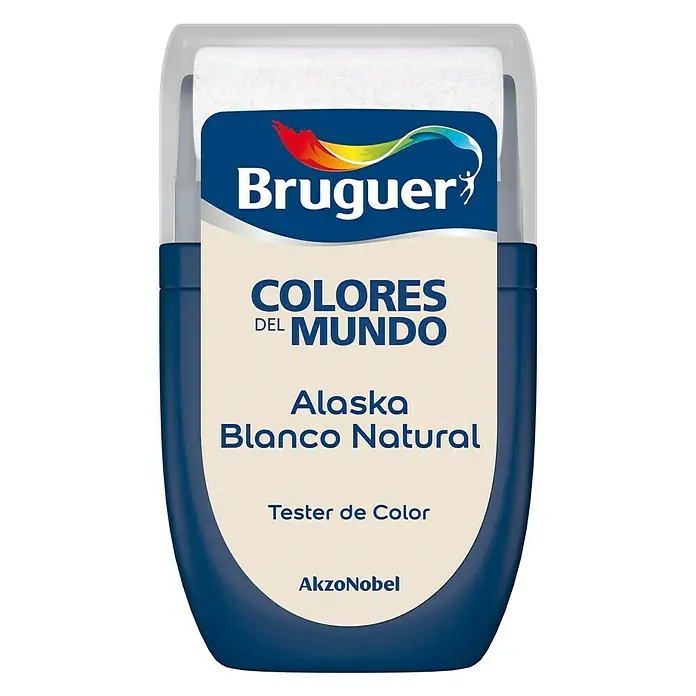 Bruguer Colores del Mundo Tester de pintura - Alaska blanco natural, 30 ml, Mate