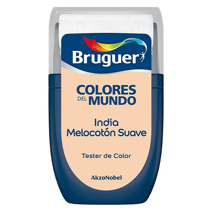Bruguer Colores del Mundo Tester de pintura - India melocotón suave, 30 ml, Mate