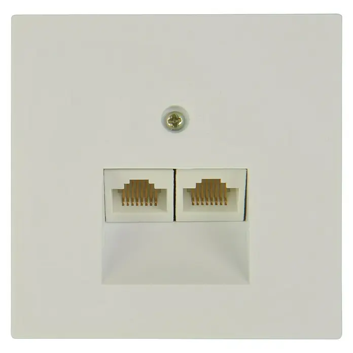 Voltomat Lena UAE-doos - Zilver, 2 aansluitingen, RJ45, Inbouw - Vooraanzicht