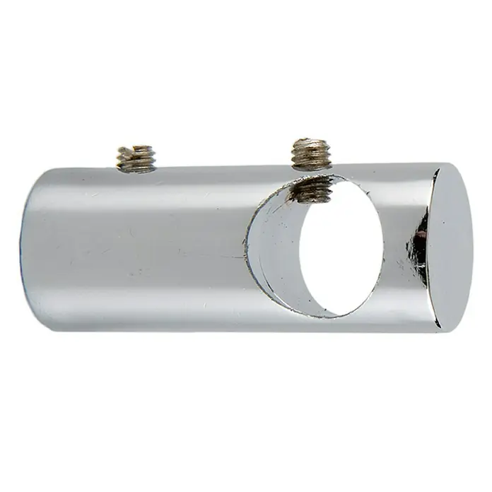 Soporte de pared Cilindro Central - Cromo, Barras para las cortinas de Ø 12 mm, Largo: 4 cm