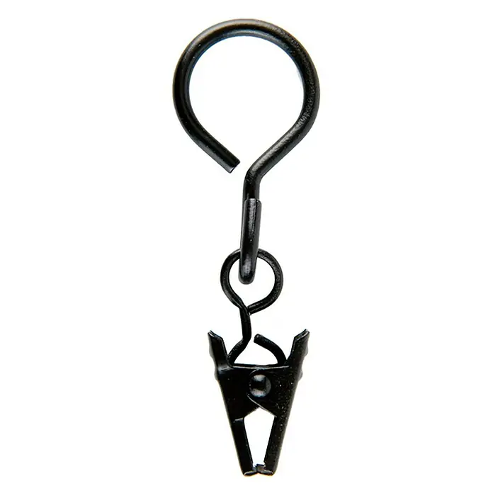 Anilla para cortinas con pinza Ideas 12 - Negro, 6 ud.