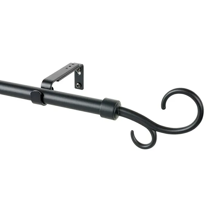Barra para cortinas Doble Báculo - Negro, Largo: 110 cm, Diámetro: 19 mm