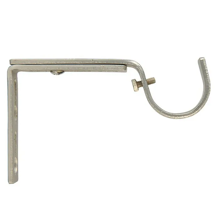 Soporte de pared frontal extensible - Plata, Apto para: Barras para las cortinas de Ø 28 mm, Largo: 10,8 cm