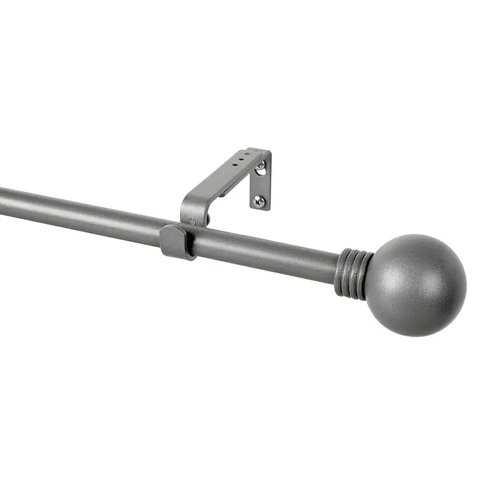 Barra para cortinas Esfera Anillo - Gris, Largo: 110 cm, Diámetro: 19 mm