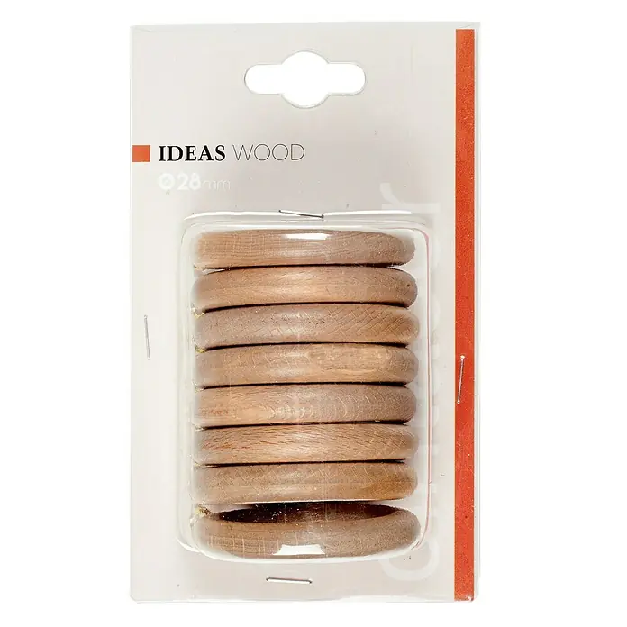 Anilla para cortinas Ideas wood - 8 ud., 28 mm, Fresno