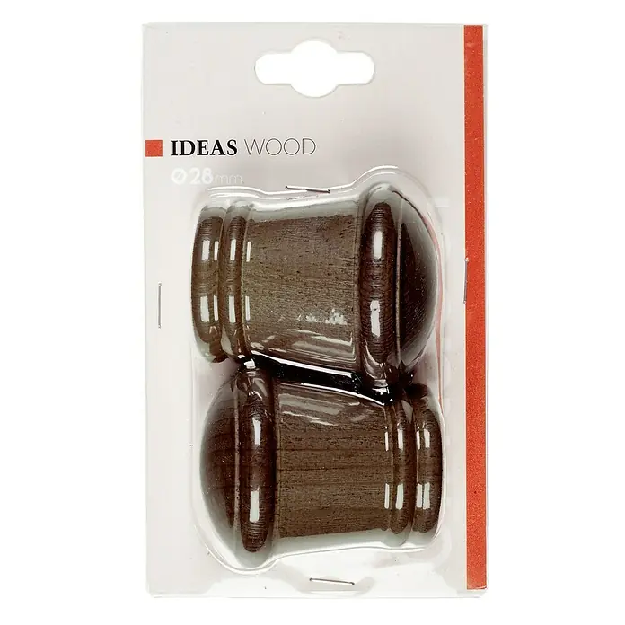 Tapa final Ideas wood cono - Nogal, 2 ud., Barras para las cortinas de Ø 28 mm