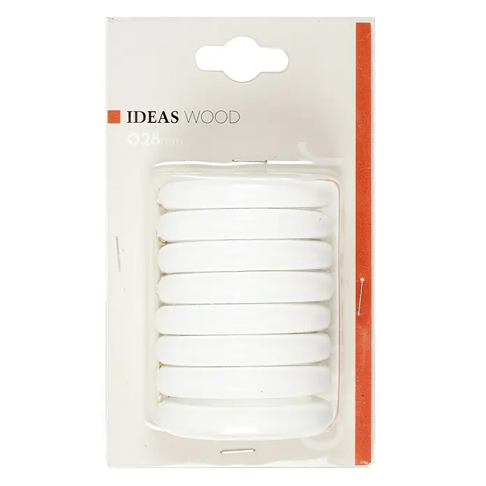 Anilla para cortinas Ideas wood - 8 ud., 28 mm, Blanco