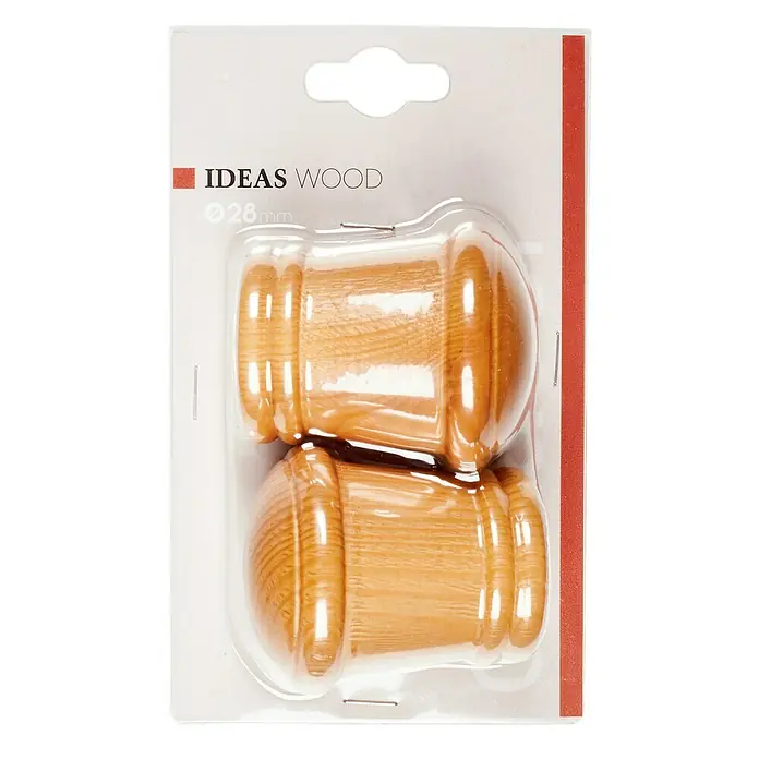 Tapa final Ideas wood cono - Haya, 2 ud., Barras para las cortinas de Ø 28 mm