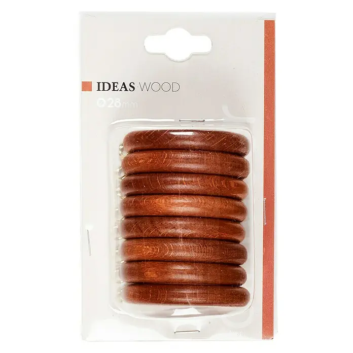 Anilla para cortinas Ideas wood - 8 ud., 28 mm, Cedro