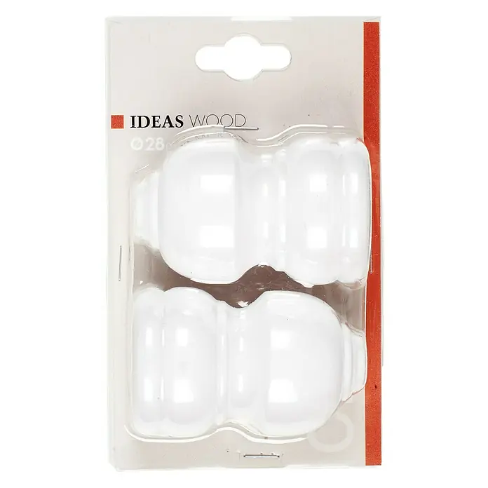 Tapa final Ideas wood Classic - Blanco, 2 ud., Barras para las cortinas de Ø 28 mm