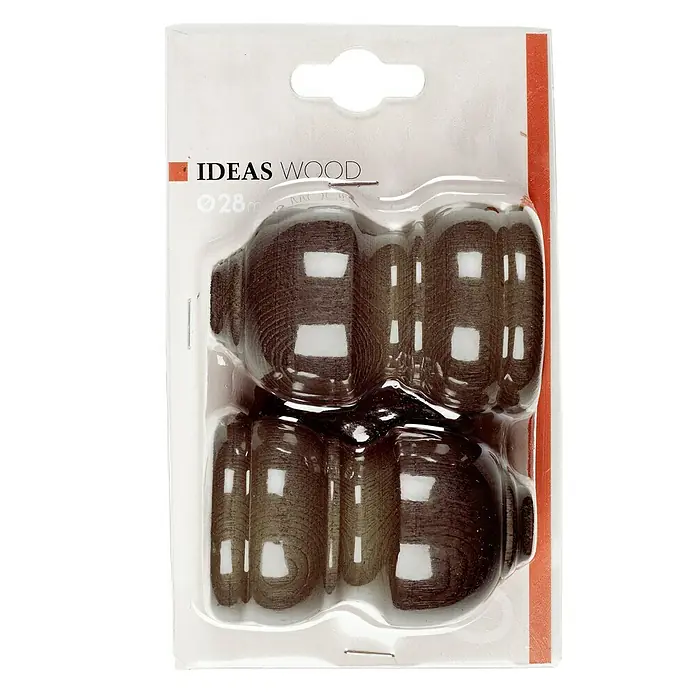 Tapa final Ideas wood Classic - Nogal, 2 ud., Barras para las cortinas de Ø 28 mm