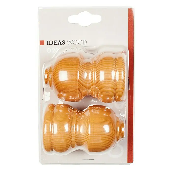 Tapa final Ideas wood Classic - Haya, 2 ud., Barras para las cortinas de Ø 28 mm