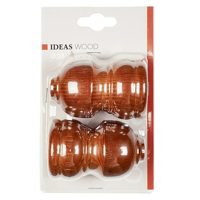 Tapa final Ideas wood Classic - Cedro, 2 ud., Barras para las cortinas de Ø 28 mm