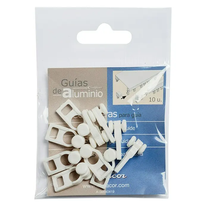 Guía de carril Pieza corredera reforzada - L x An x Al: 0,9 x 0,9 x 2 cm, Plástico, Blanco