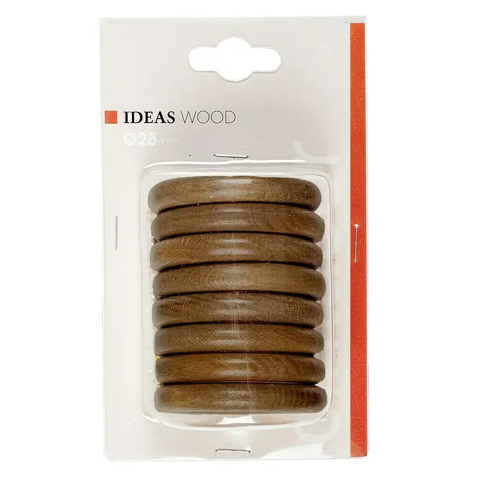 Anilla para cortinas Ideas wood - 8 ud., 28 mm, Cebrano