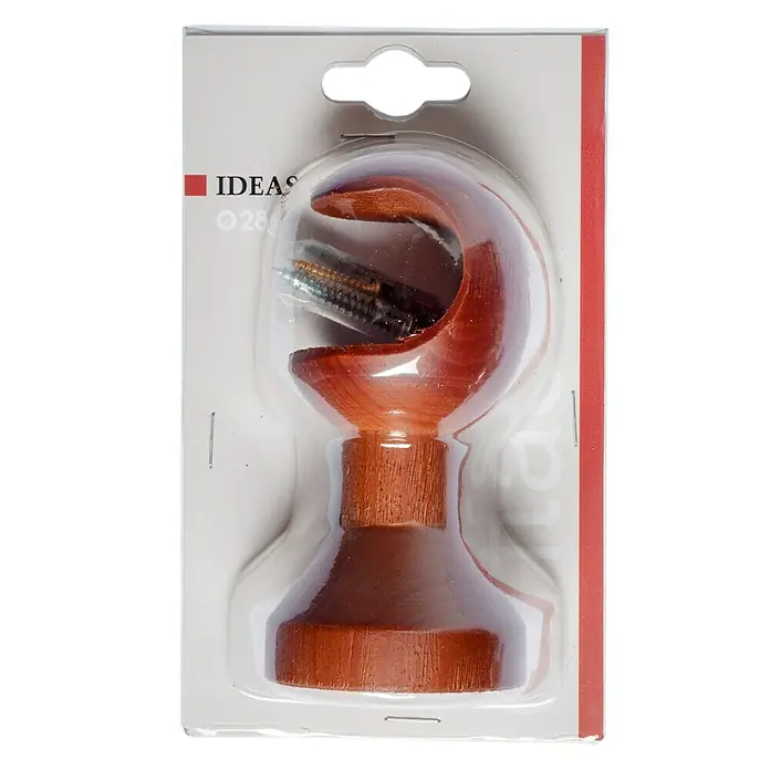Soporte de pared Ideas Wood - Cedro, Apto para: Barras para las cortinas de Ø 28 mm, Largo: 10,5 cm