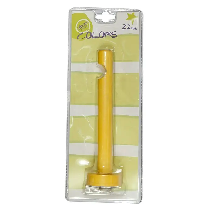 Soporte de pared infantil cilíndrico largo Ideas colors - Amarillo, L x An x Al: 21,2 x 5,4 x 5,4 cm, Atornillado