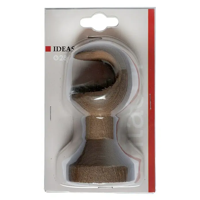 Soporte de pared Ideas Wood - Nogal, Apto para: Barras para las cortinas de Ø 28 mm, Largo: 10,5 cm