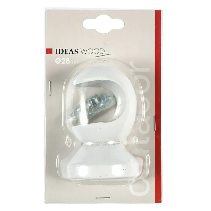 Soporte de techo Ideas Wood - Blanco, Apto para: Barras para las cortinas de Ø 28 mm, Largo: 8,1 cm