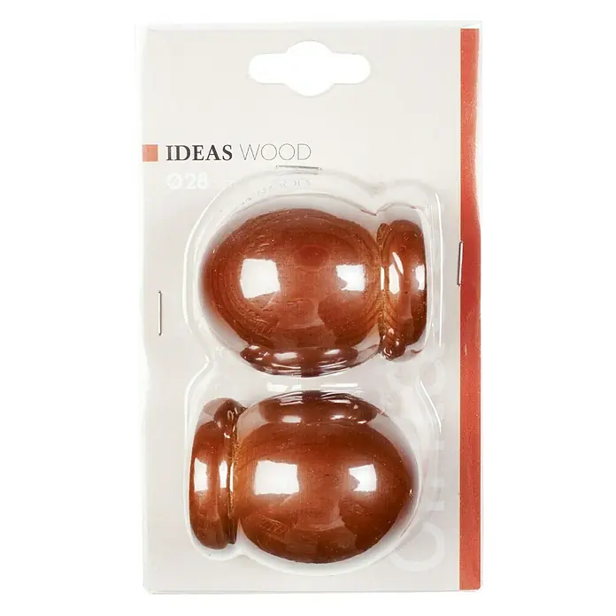 Tapa final Ideas wood - Cedro, 2 ud., Barras para las cortinas de Ø 28 mm