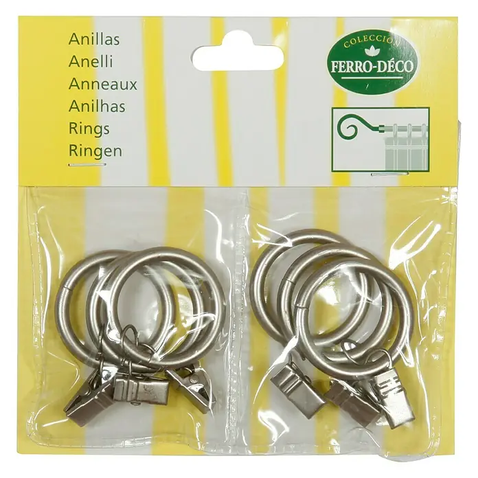 Anilla para cortinas Ferro deco pinza - Diámetro: 16 mm, Metal