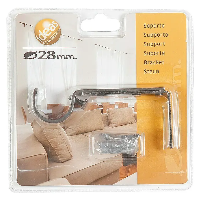 Soporte para pared extensible Ideas 28 - Antracita, Barras para las cortinas de Ø 28 mm, Largo: 10,8 cm