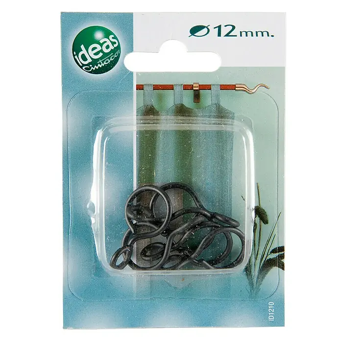Anilla para cortinas con gancho Ideas 12 - Negro, 6 ud.