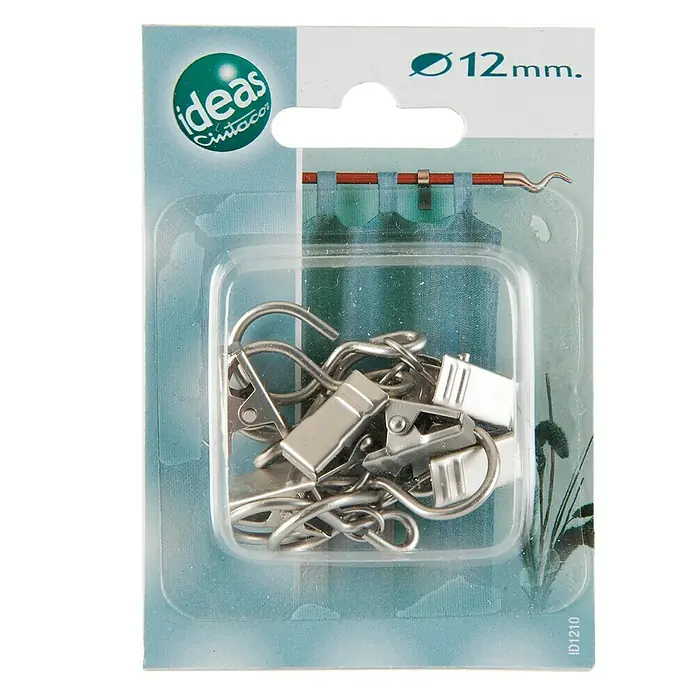 Anilla para cortinas con pinza Ideas 12 - Plateado, 6 ud.