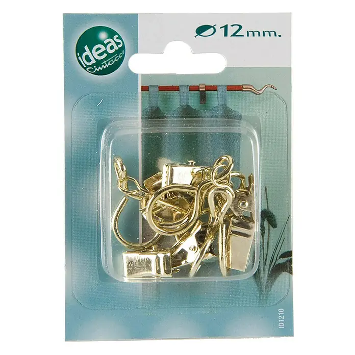 Anilla para cortinas Ideas 12  pinza dorado - 6 ud.