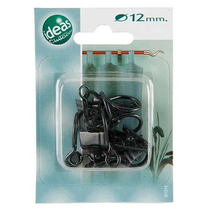 Anilla para cortinas con pinza Ideas 12 - Negro, 6 ud.