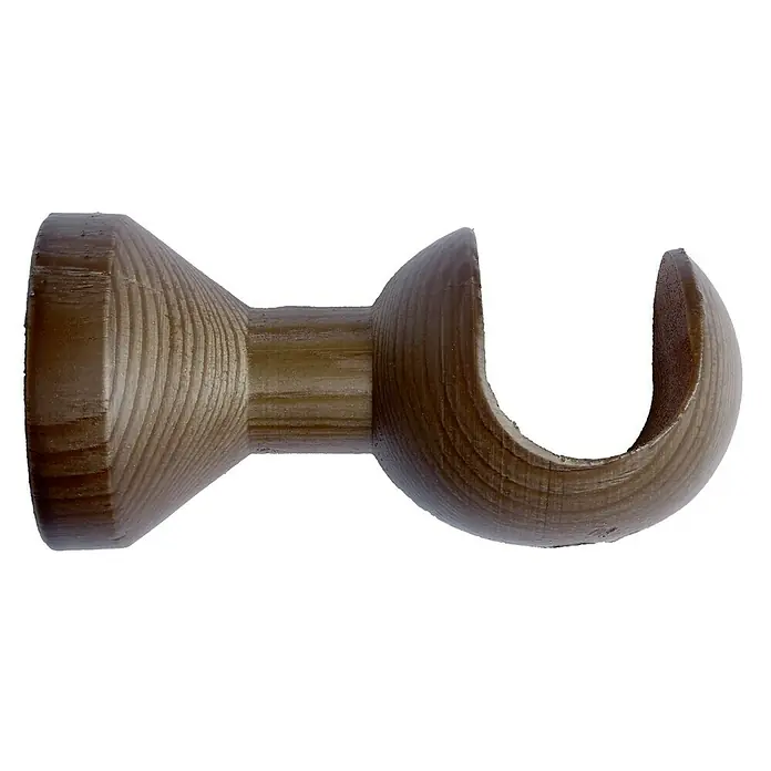 Soporte de pared Ideas Wood - Nogal, Apto para: Barras para las cortinas de Ø 28 mm, Largo: 10,5 cm