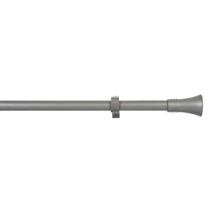 Barra para cortinas Kit modelo cono-anillo - Gris, Largo: 160 cm, Diámetro: 19 mm