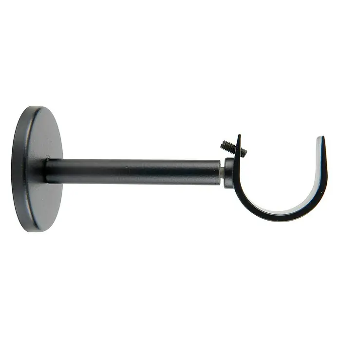 Soporte de pared frontal - Negro, L x An x Al: 16,6 x 5 x 5 cm, Atornillado