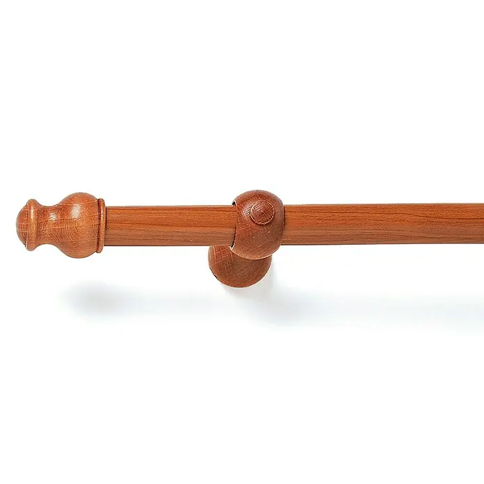 Barra para cortinas Kit madera miel - Largo: 200 cm, Diámetro: 28 mm